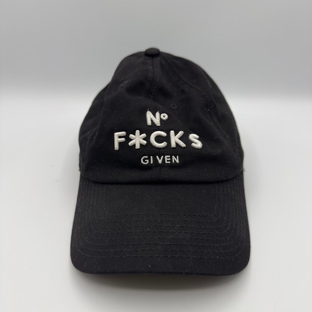 Field Grade Hat No F*cks Given Black Strapback Cap OSFM Good Streetwear Dad Hat